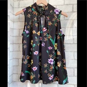 H&M Floral Sleeveless Top with Keyhole Front & Back Size M